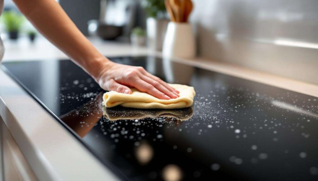 Glaskeramik-Kochfeld: Mit Backpulver und einem Tuch verschwinden selbst eingebrannte Flecken