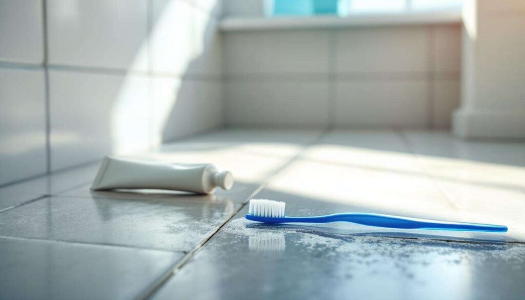 Verfärbte Fliesenfugen: Mit Zahnpasta und Zahnbürste werden sie wieder strahlend weiß