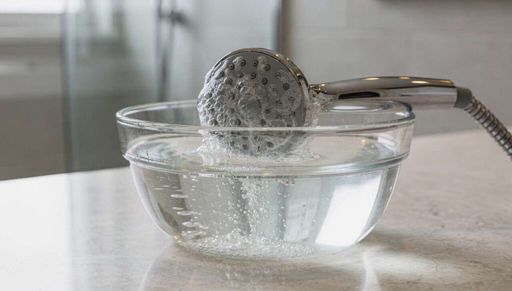 Verstopfter Duschkopf: Über Nacht in Essigwasser einlegen – morgens läuft er wieder frei