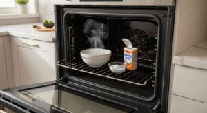 Eingebranntes im Backofen: Ein Päckchen Backpulver und warmes Wasser reichen aus